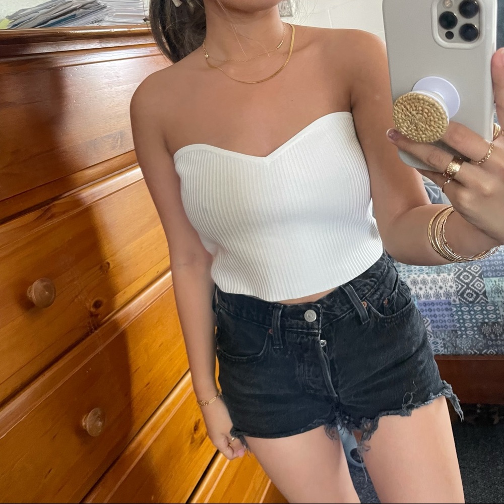 Mahina (local boutique) white ribbed tube top